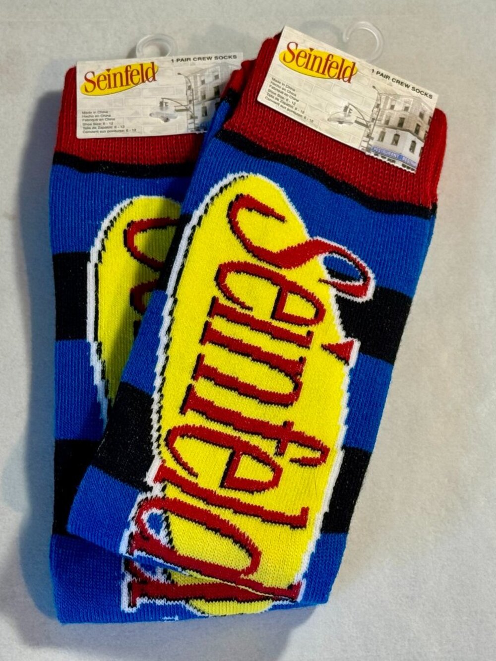 2 Pairs Seinfeld Novelty Crew Socks Size 6-12/13 OSFM